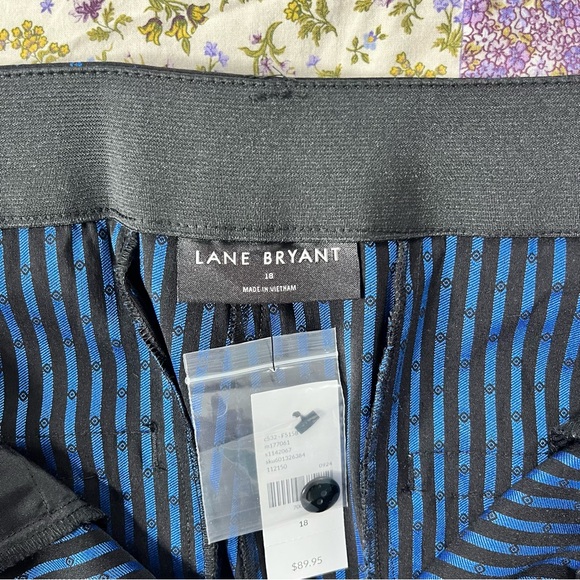 NWT Lane Bryant Blue and Black Polka Dots Striped Business Casual Pants Size‎ 18 - Picture 2 of 6